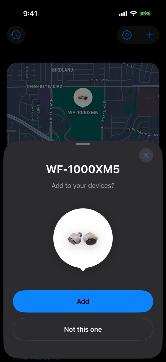 Adding earbuds by holding them next to the iPhone